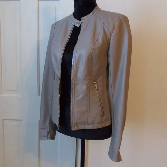 Express Faux Leather Jacket Snap Collar sz S - Picture 2 of 12